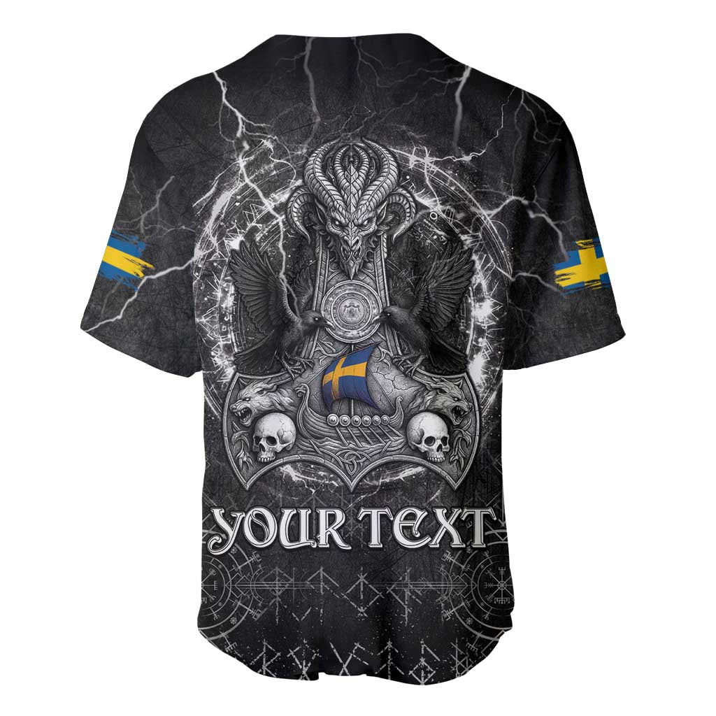 Personalized Sweden Viking Baseball Jersey Odin's Raven Legacy - Wonder Print Shop