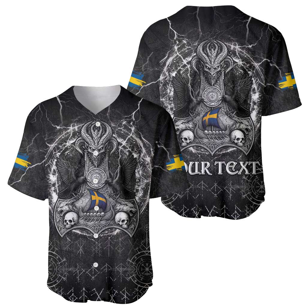 Personalized Sweden Viking Baseball Jersey Odin's Raven Legacy - Wonder Print Shop