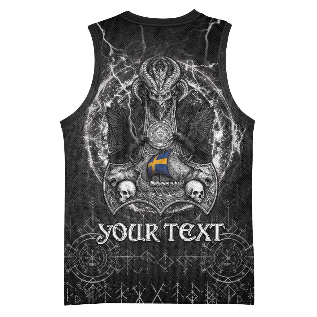 Personalized Sweden Viking Basketball Jersey Odin's Raven Legacy - Wonder Print Shop