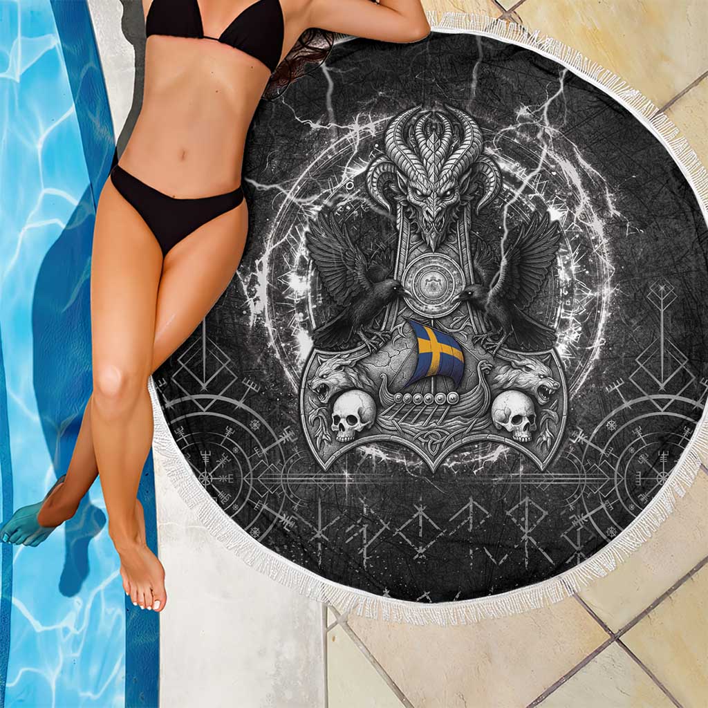 Sweden Viking Beach Blanket Odin's Raven Legacy - Wonder Print Shop