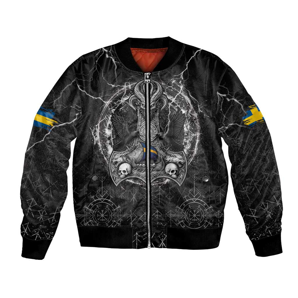 Personalized Sweden Viking Bomber Jacket Odin's Raven Legacy - Wonder Print Shop