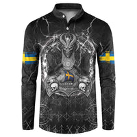 Personalized Sweden Viking Button Sweatshirt Odin's Raven Legacy - Wonder Print Shop
