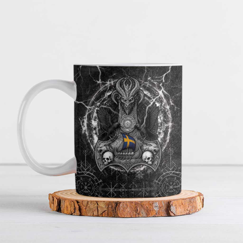 Personalized Sweden Viking Ceramic Mug Odin's Raven Legacy - Wonder Print Shop