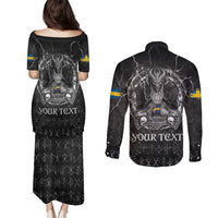 Personalized Sweden Viking Couples Matching Puletasi and Long Sleeve Button Shirt Odin's Raven Legacy - Wonder Print Shop
