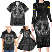 Personalized Sweden Viking Family Matching Long Sleeve Bodycon Dress and Hawaiian Shirt Odin's Raven Legacy - Wonder Print Shop