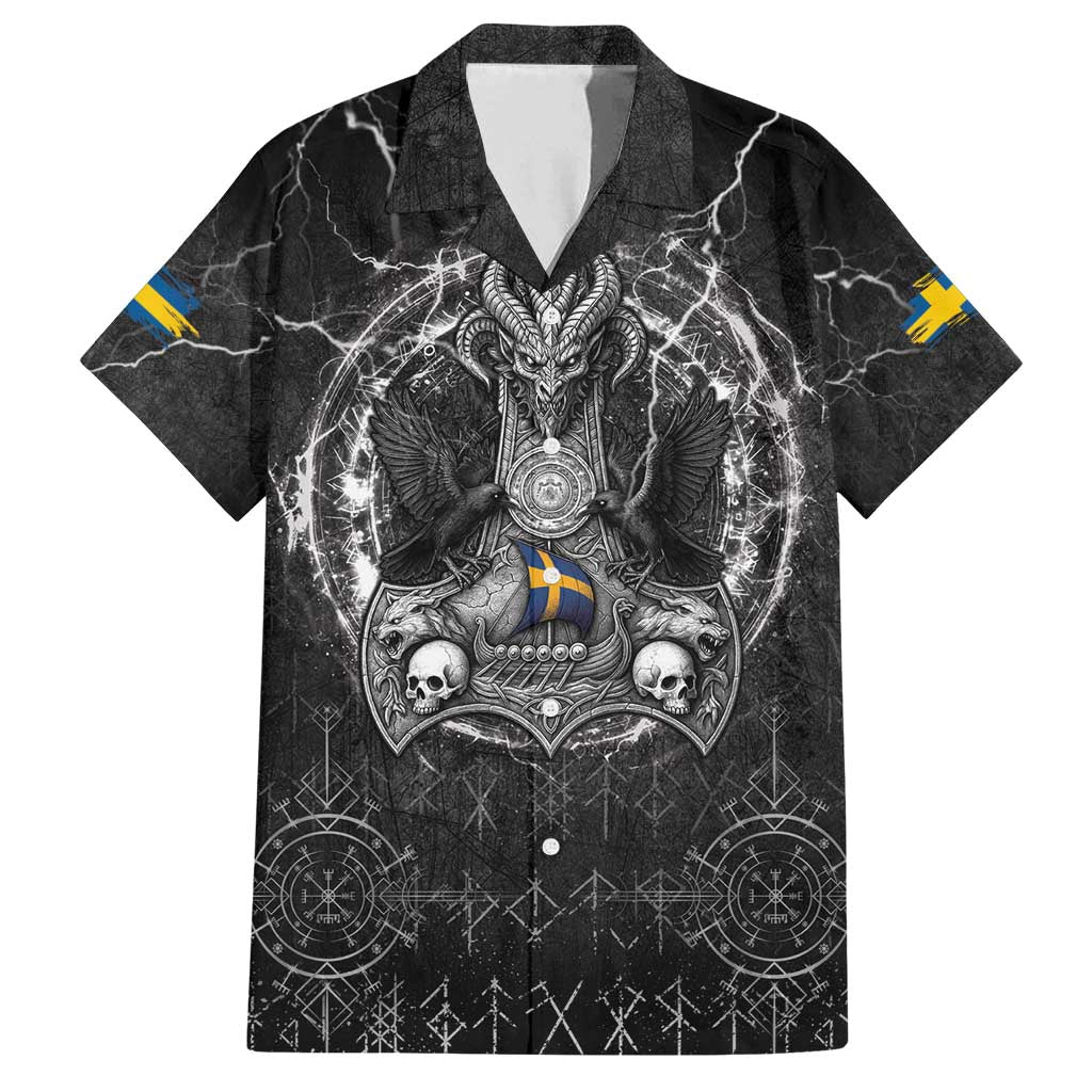 Personalized Sweden Viking Family Matching Long Sleeve Bodycon Dress and Hawaiian Shirt Odin's Raven Legacy - Wonder Print Shop