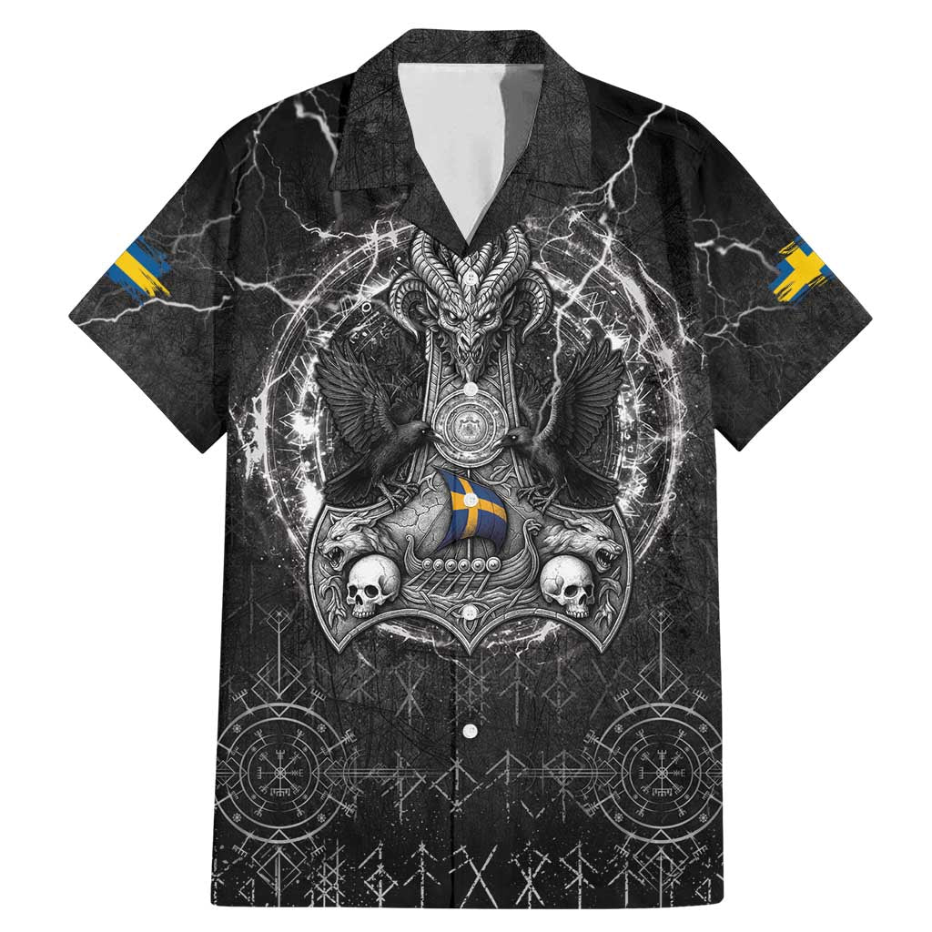 Personalized Sweden Viking Family Matching Mermaid Dress and Hawaiian Shirt Odin's Raven Legacy - Wonder Print Shop