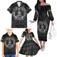 Personalized Sweden Viking Family Matching Off The Shoulder Long Sleeve Dress and Hawaiian Shirt Odin's Raven Legacy - Wonder Print Shop