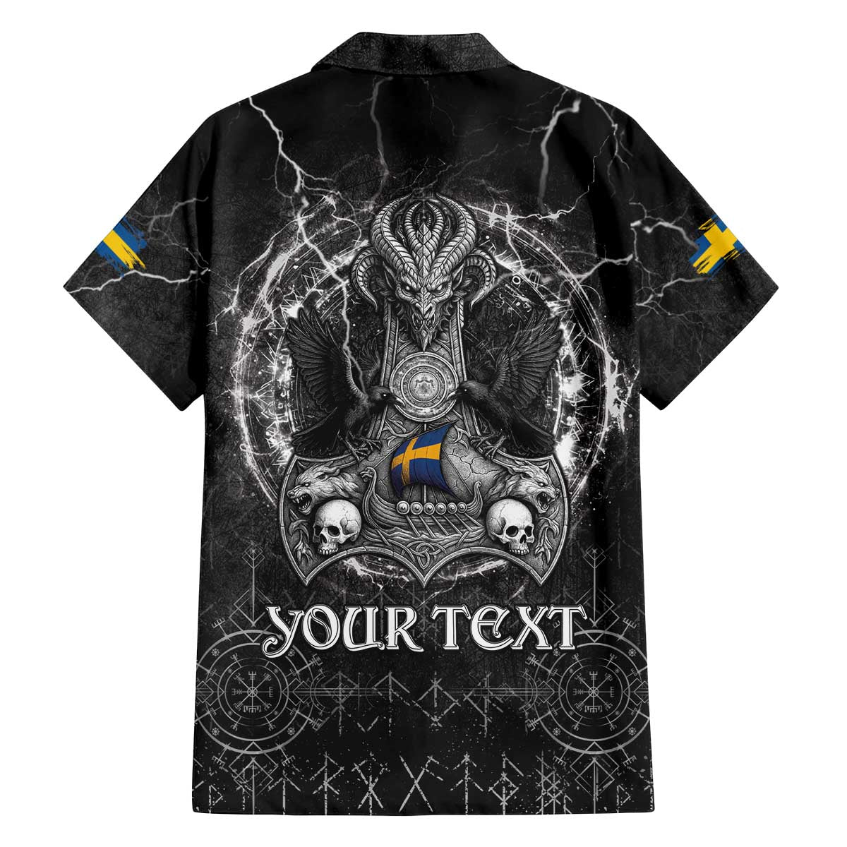 Personalized Sweden Viking Family Matching Off The Shoulder Long Sleeve Dress and Hawaiian Shirt Odin's Raven Legacy - Wonder Print Shop