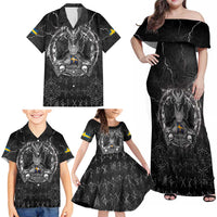 Personalized Sweden Viking Family Matching Off Shoulder Maxi Dress and Hawaiian Shirt Odin's Raven Legacy - Wonder Print Shop