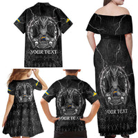 Personalized Sweden Viking Family Matching Off Shoulder Maxi Dress and Hawaiian Shirt Odin's Raven Legacy - Wonder Print Shop