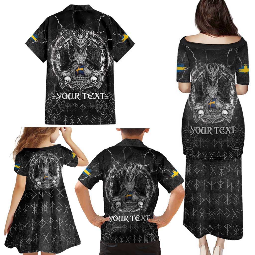 Personalized Sweden Viking Family Matching Puletasi and Hawaiian Shirt Odin's Raven Legacy - Wonder Print Shop