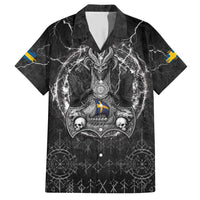 Personalized Sweden Viking Family Matching Short Sleeve Bodycon Dress and Hawaiian Shirt Odin's Raven Legacy - Wonder Print Shop