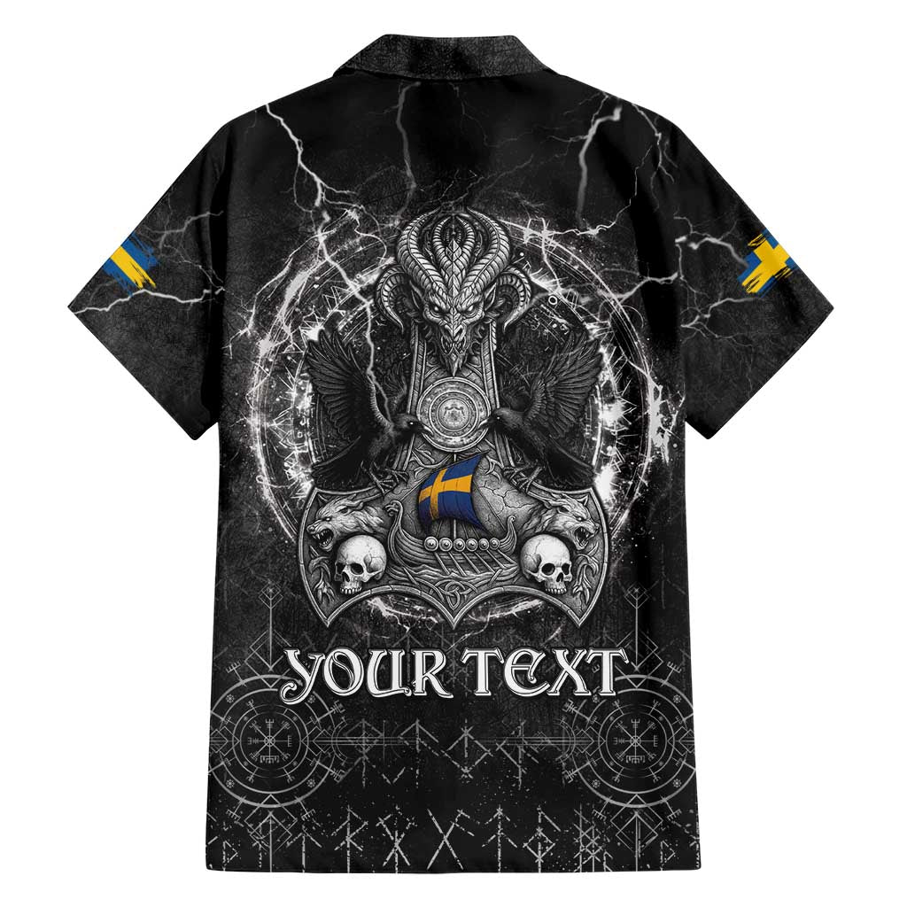 Personalized Sweden Viking Family Matching Short Sleeve Bodycon Dress and Hawaiian Shirt Odin's Raven Legacy - Wonder Print Shop