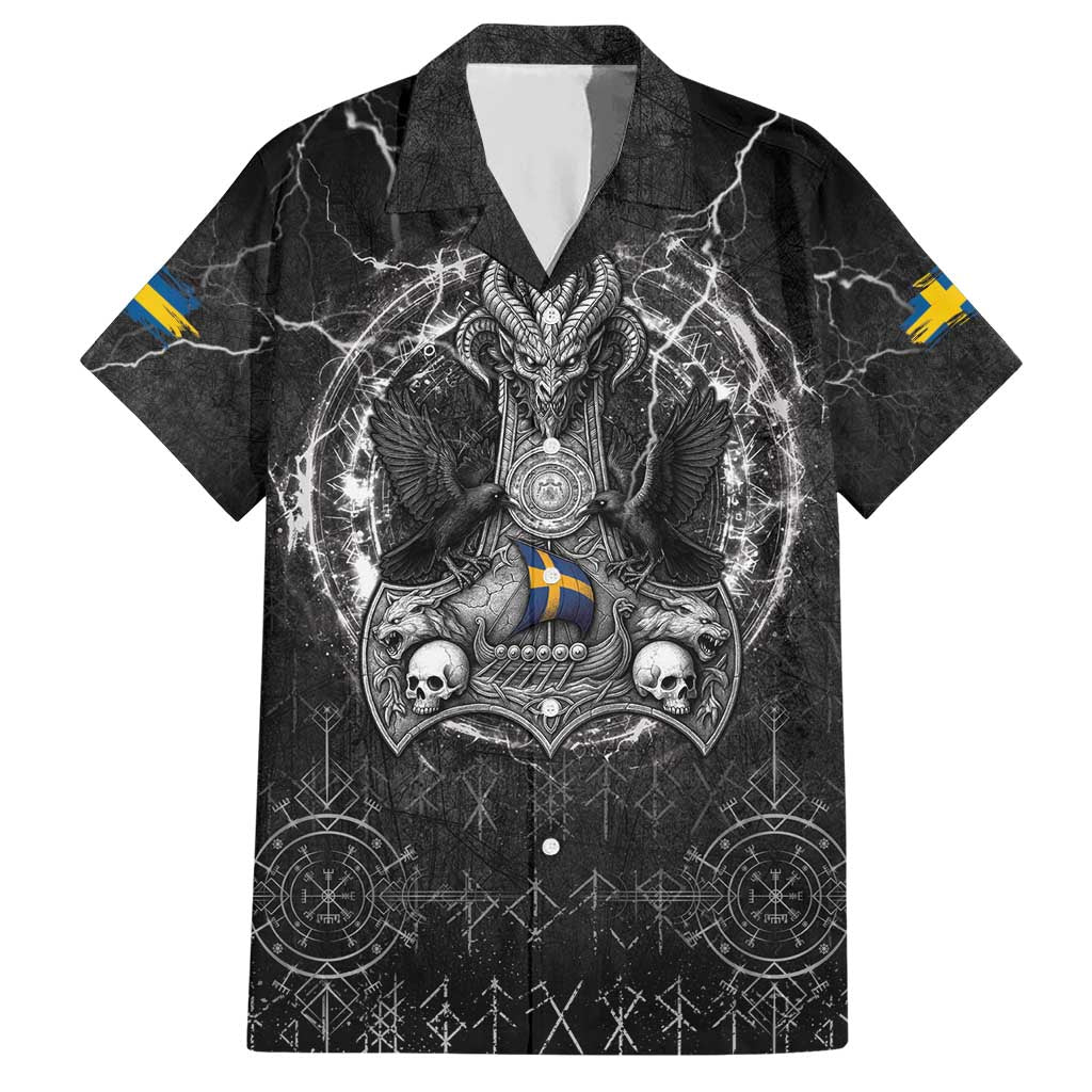 Personalized Sweden Viking Hawaiian Shirt Odin's Raven Legacy - Wonder Print Shop