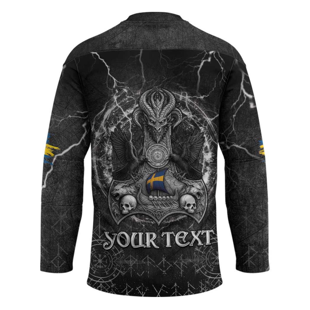 Personalized Sweden Viking Hockey Jersey Odin's Raven Legacy - Wonder Print Shop