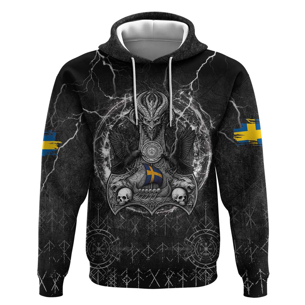 Personalized Sweden Viking Hoodie Odin's Raven Legacy - Wonder Print Shop
