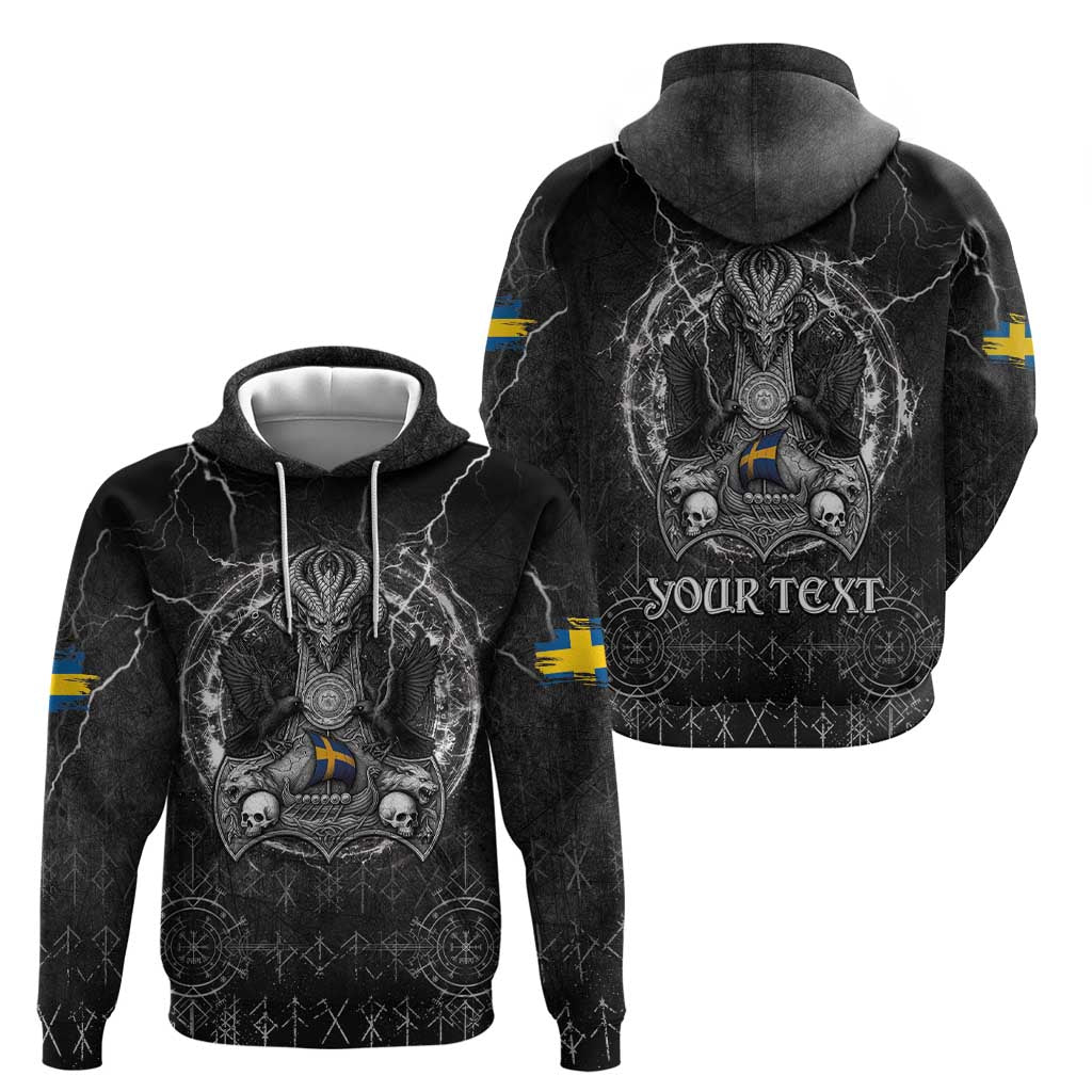 Personalized Sweden Viking Hoodie Odin's Raven Legacy - Wonder Print Shop