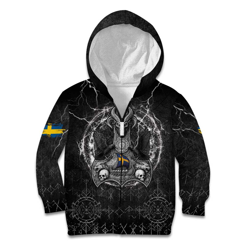 Personalized Sweden Viking Kid Hoodie Odin's Raven Legacy - Wonder Print Shop