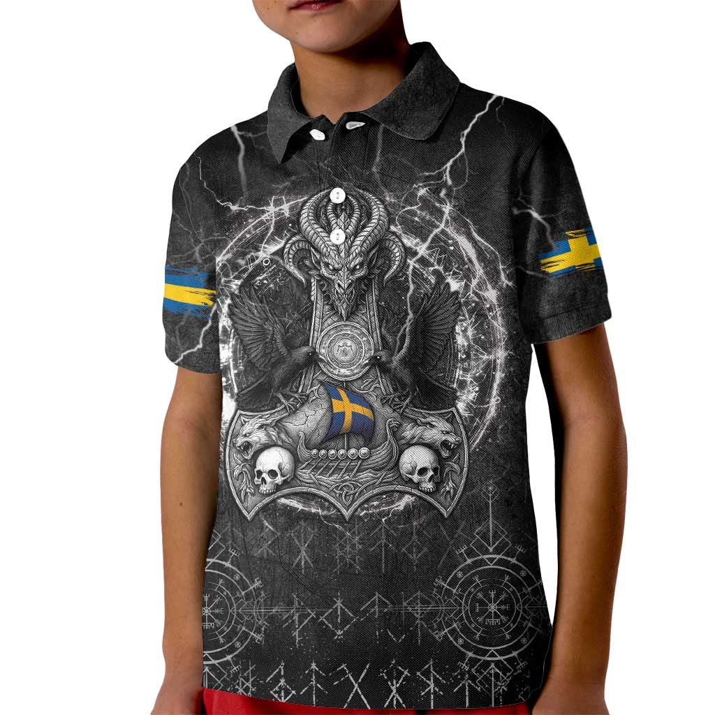 Personalized Sweden Viking Kid Polo Shirt Odin's Raven Legacy - Wonder Print Shop