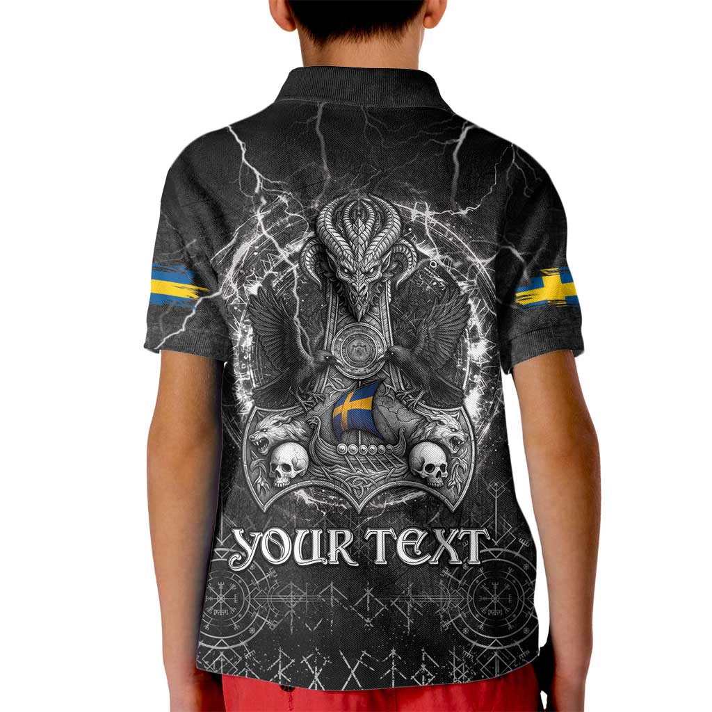 Personalized Sweden Viking Kid Polo Shirt Odin's Raven Legacy - Wonder Print Shop