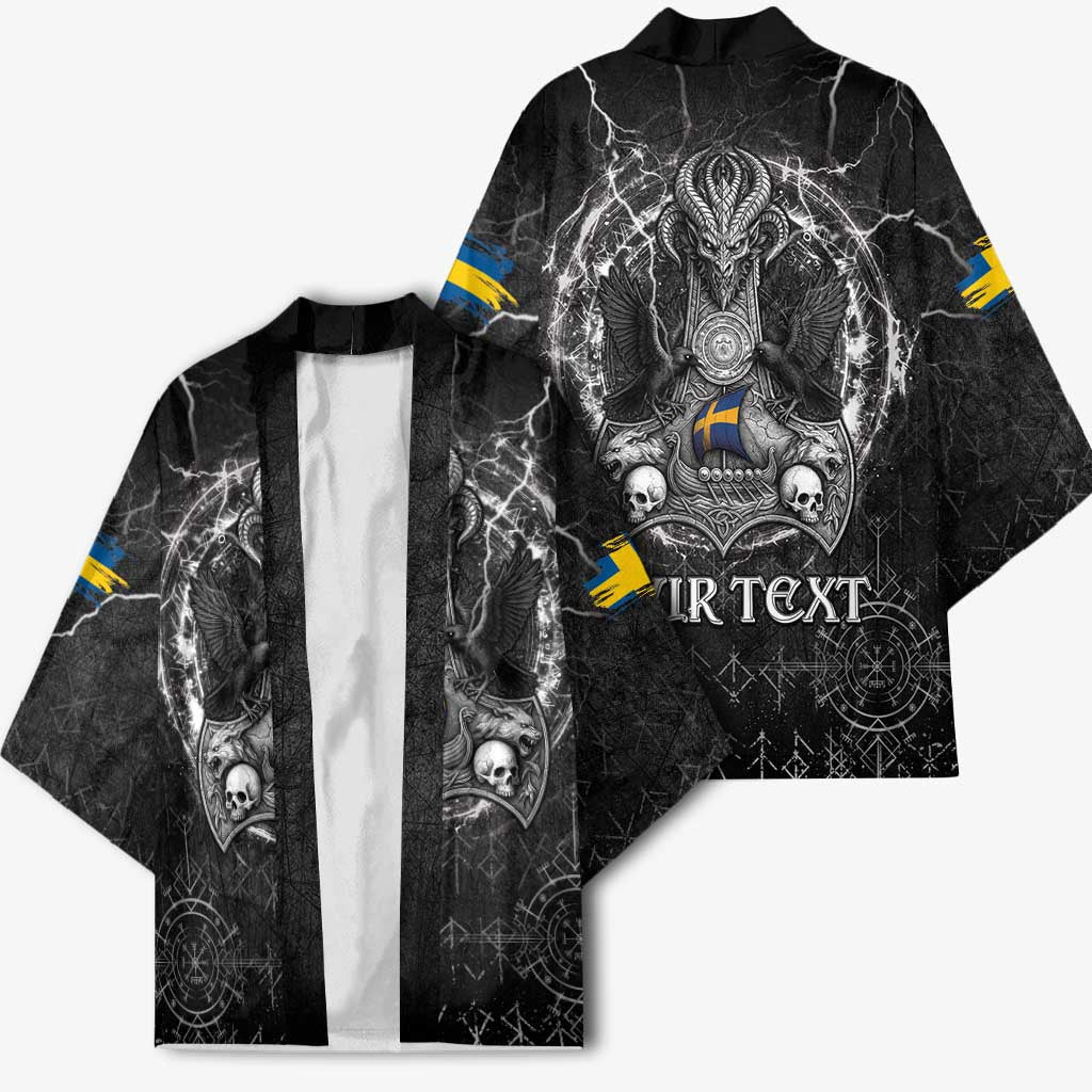 Personalized Sweden Viking Kimono Odin's Raven Legacy - Wonder Print Shop