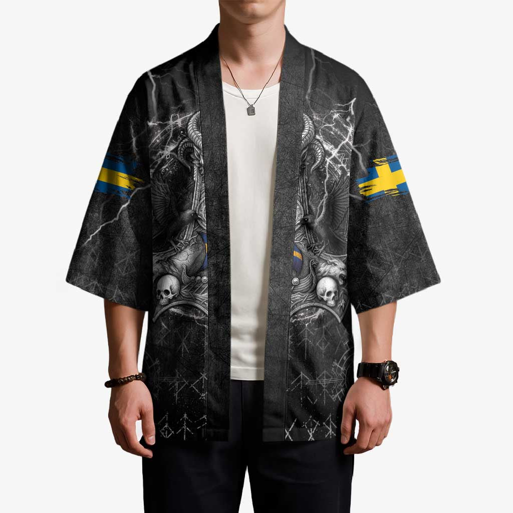 Personalized Sweden Viking Kimono Odin's Raven Legacy - Wonder Print Shop