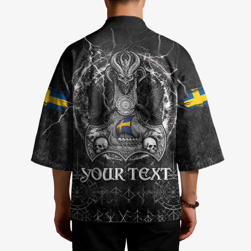Personalized Sweden Viking Kimono Odin's Raven Legacy - Wonder Print Shop