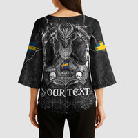 Personalized Sweden Viking Kimono Sleeve Blouse Odin's Raven Legacy - Wonder Print Shop