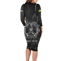 Personalized Sweden Viking Long Sleeve Bodycon Dress Odin's Raven Legacy - Wonder Print Shop