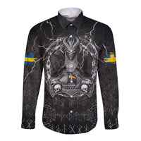 Personalized Sweden Viking Long Sleeve Button Shirt Odin's Raven Legacy - Wonder Print Shop