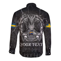 Personalized Sweden Viking Long Sleeve Button Shirt Odin's Raven Legacy - Wonder Print Shop