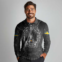 Personalized Sweden Viking Long Sleeve Polo Shirt Odin's Raven Legacy - Wonder Print Shop