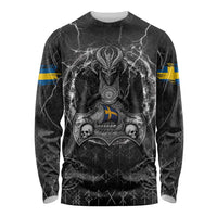Personalized Sweden Viking Long Sleeve Shirt Odin's Raven Legacy - Wonder Print Shop