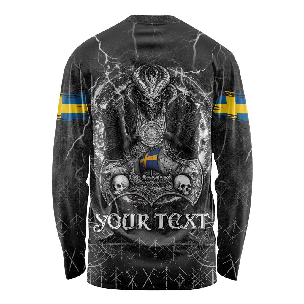 Personalized Sweden Viking Long Sleeve Shirt Odin's Raven Legacy - Wonder Print Shop