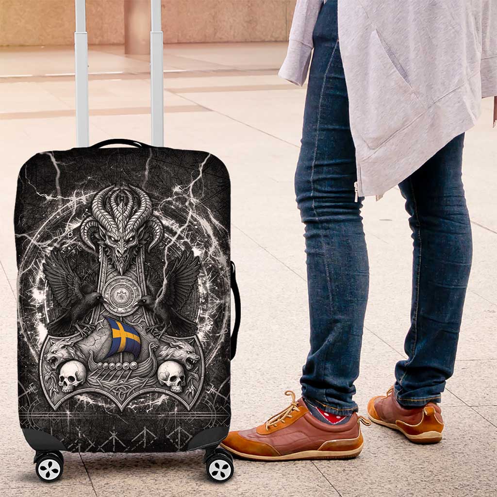 Sweden Viking Luggage Cover Odin's Raven Legacy - Wonder Print Shop