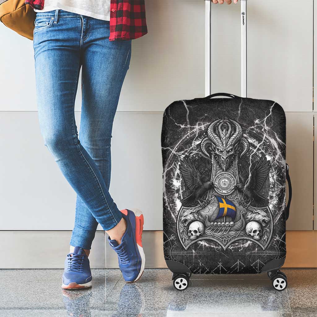 Sweden Viking Luggage Cover Odin's Raven Legacy - Wonder Print Shop