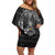 Personalized Sweden Viking Off Shoulder Short Dress Odin's Raven Legacy - Wonder Print Shop