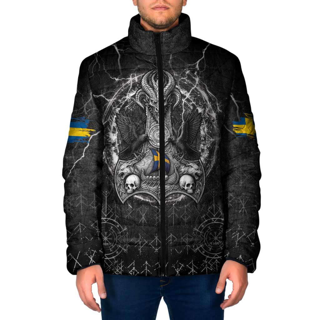 Personalized Sweden Viking Padded Jacket Odin's Raven Legacy - Wonder Print Shop