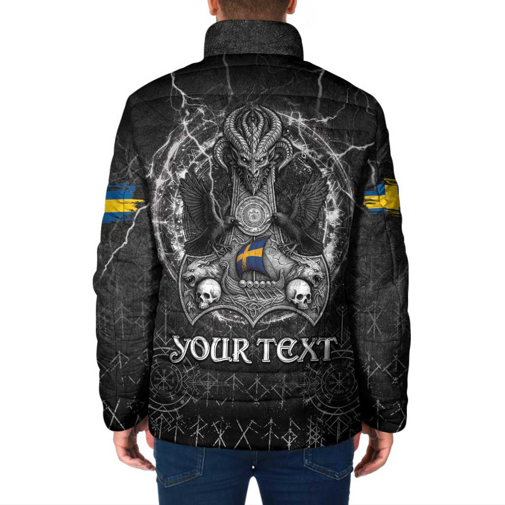Personalized Sweden Viking Padded Jacket Odin's Raven Legacy - Wonder Print Shop