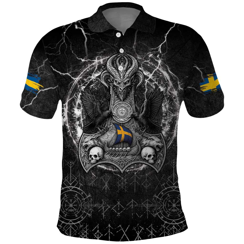Personalized Sweden Viking Polo Shirt Odin's Raven Legacy - Wonder Print Shop
