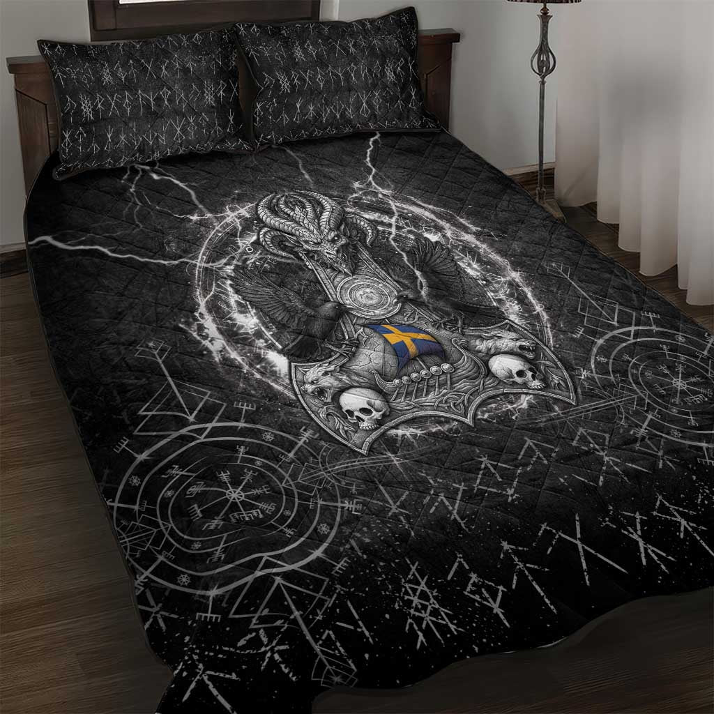 Sweden Viking Quilt Bed Set Odin's Raven Legacy - Wonder Print Shop