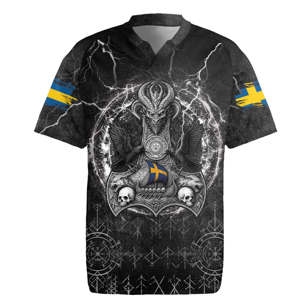 Personalized Sweden Viking Rugby Jersey Odin's Raven Legacy - Wonder Print Shop