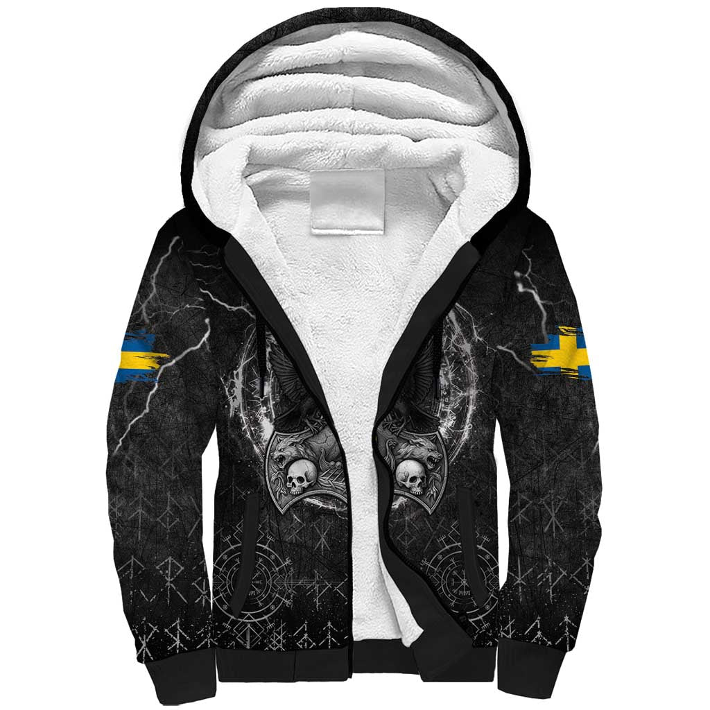 Personalized Sweden Viking Sherpa Hoodie Odin's Raven Legacy - Wonder Print Shop