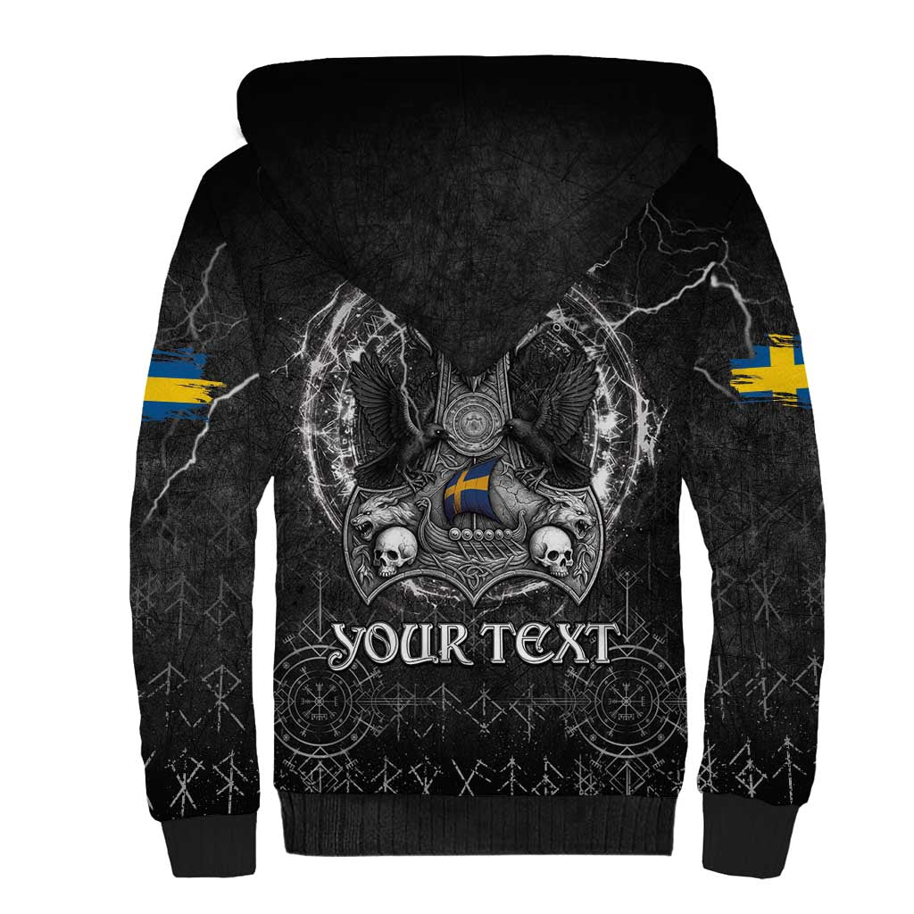 Personalized Sweden Viking Sherpa Hoodie Odin's Raven Legacy - Wonder Print Shop