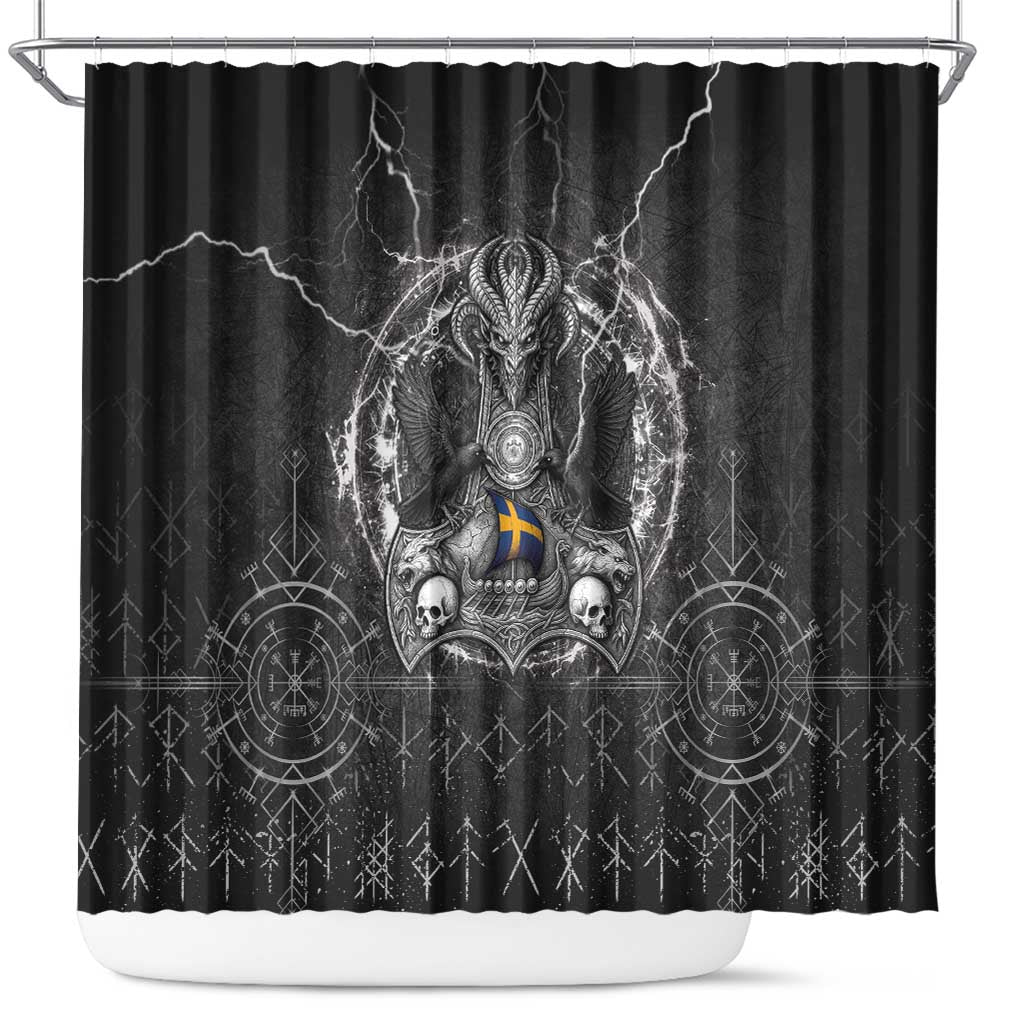 Sweden Viking Shower Curtain Odin's Raven Legacy - Wonder Print Shop