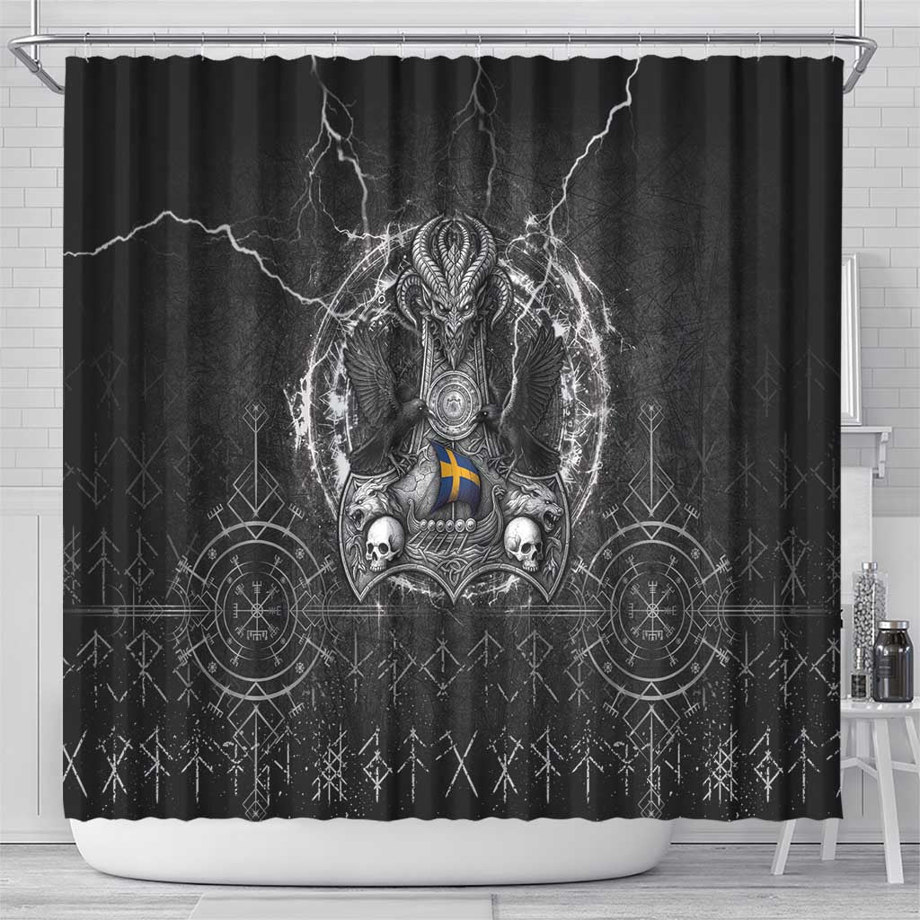 Sweden Viking Shower Curtain Odin's Raven Legacy - Wonder Print Shop