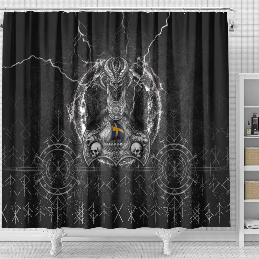 Sweden Viking Shower Curtain Odin's Raven Legacy - Wonder Print Shop