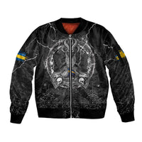 Personalized Sweden Viking Sleeve Zip Bomber Jacket Odin's Raven Legacy - Wonder Print Shop