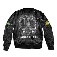 Personalized Sweden Viking Sleeve Zip Bomber Jacket Odin's Raven Legacy - Wonder Print Shop